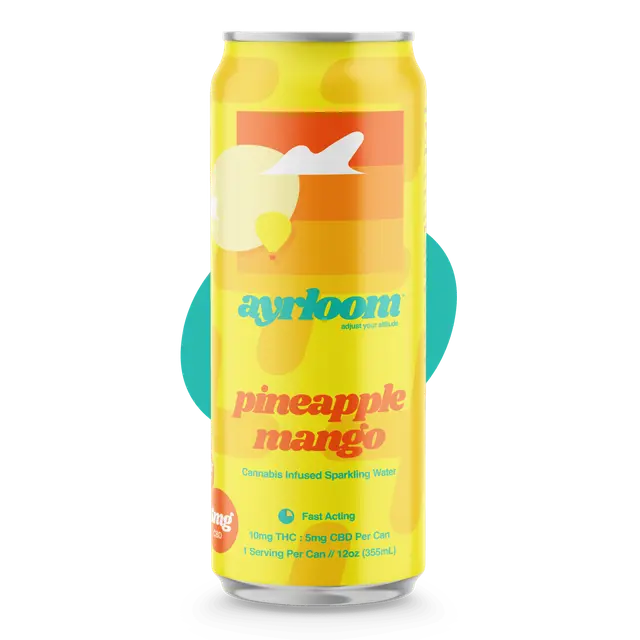 AYRLOOM Pineapple Mango Seltzer 2:1 THC:CBD Canned Beverage 12 FL OZ