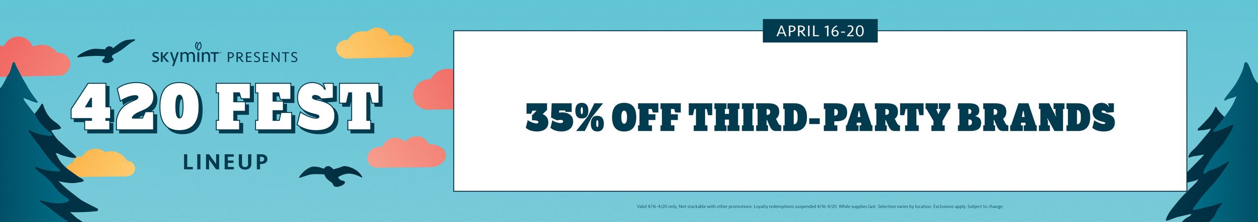 Cannabis Promo, Cannabis Sales, Cannabis Discounts, Cannabis on Sale, 4/20 @ Skymint: 35% off 3rd-Party Brands