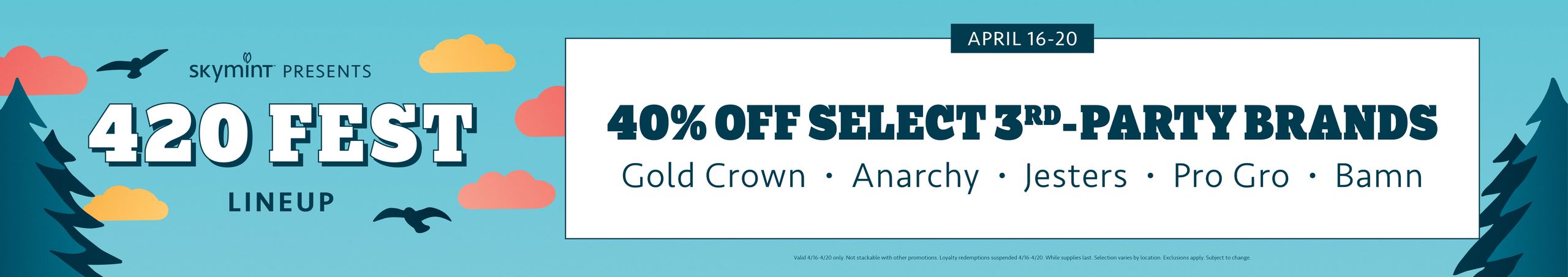 Cannabis Promo, Cannabis Sales, Cannabis Discounts, Cannabis on Sale, 4/20 @ Skymint: 40% off Select 3rd-Party Brands