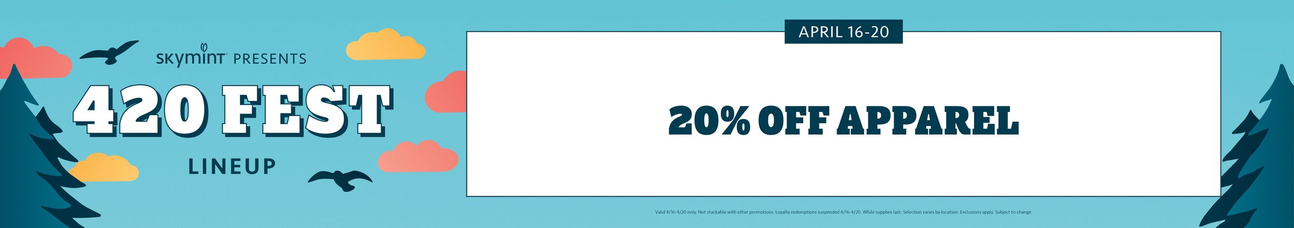 Cannabis Promo, Cannabis Sales, Cannabis Discounts, Cannabis on Sale, 4/20 @ Skymint: 20% off Apparel