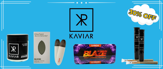 Cannabis Promo, Cannabis Sales, Cannabis Discounts, Cannabis on Sale, 30% Off Kaviar Brands