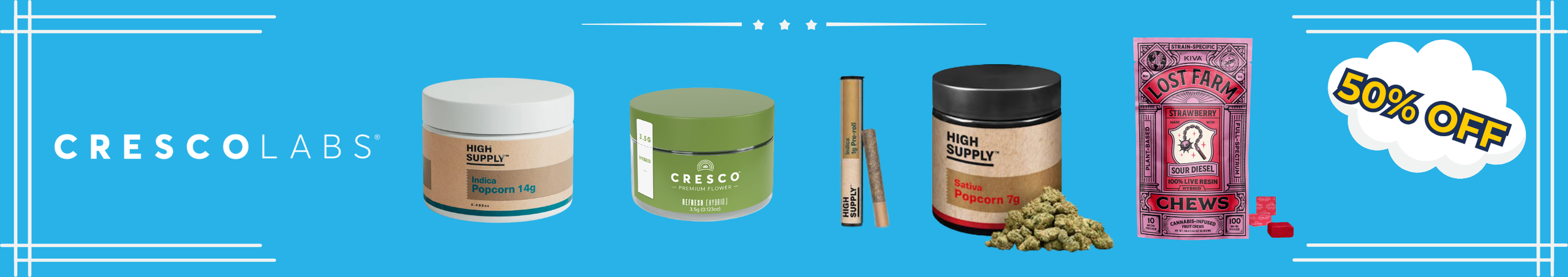 Cannabis Promo, Cannabis Sales, Cannabis Discounts, Cannabis on Sale, 50% Off Cresco