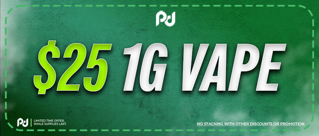 Cannabis Promo, Cannabis Sales, Cannabis Discounts, Cannabis on Sale, $25.00 1G Vapes