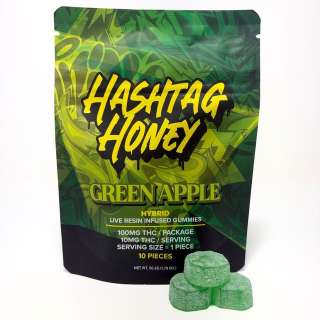 Green Apple 100mg Gummie Hashtag Honey