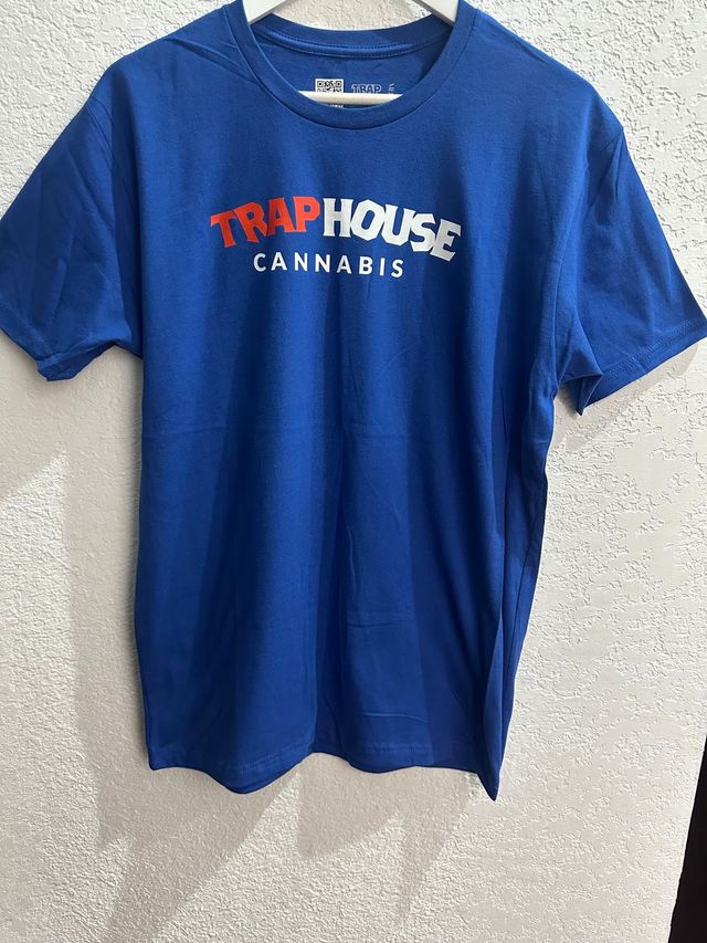 Red and White on Blue Full Back Logo Trap House