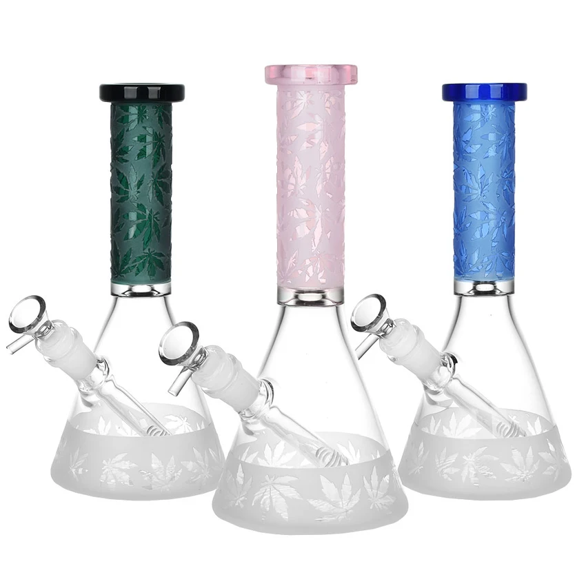Harmonic Hemp Leaf Glass Beaker Waterpipe