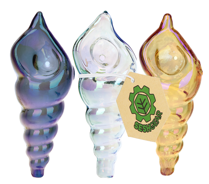 Logarithmic Spiral Electroplated Glass Hand Pipe