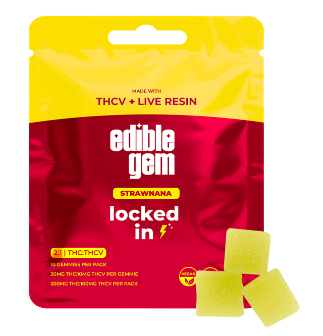 Locked in Strawnana 2:1 THC:THC-V Edible Gem