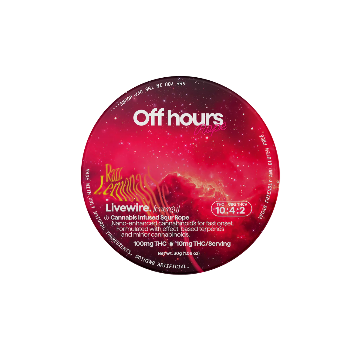 Off hours Gummies Gummies Rope (effect-based) Livewire (Energy) 10 MG, 100 MG PK
