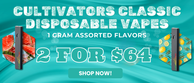 Cannabis Promo, Cannabis Sales, Cannabis Offers, Cannabis on Sale, CULTIVATORS CLASSIC - 1G DISPOSABLES - 2 FOR $64