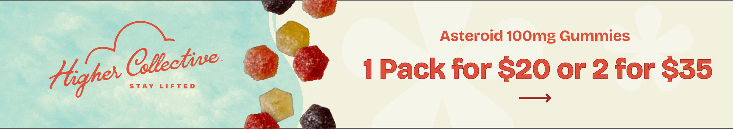 Cannabis Promo, Cannabis Sales, Cannabis Discounts, Cannabis on Sale, Asteroid Gummies - 2 for $35!