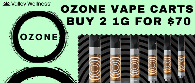 Discounts and Best Deals for cannabis products online | 2 For $70 Ozone 1g  Vape Carts! | Valley Wellness Raritan | Raritan | New Jersey
