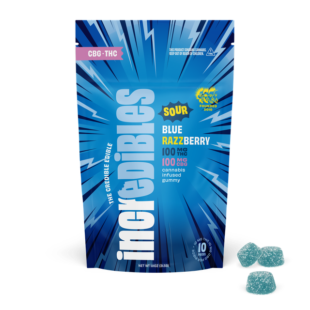 Sour Blue Razzberry (1:1 THC:CBG) 100mg Incredibles