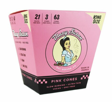 King Size Pre-Roll Cones (3ct) (Pink) Blazy Susan 