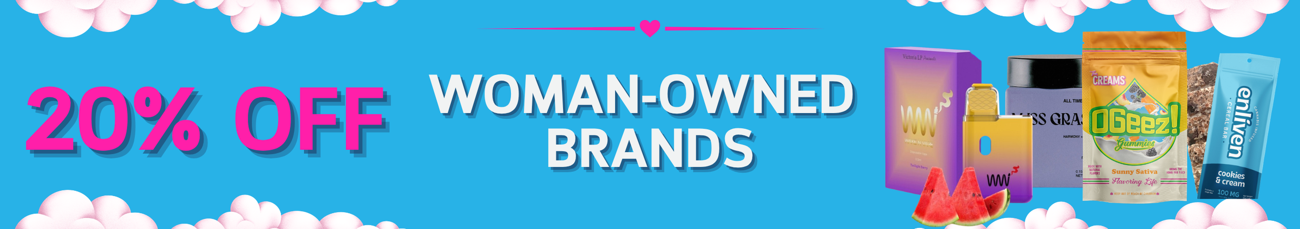 Cannabis Promo, Cannabis Sales, Cannabis Discounts, Cannabis on Sale, 20% Off Women-Owned Brands