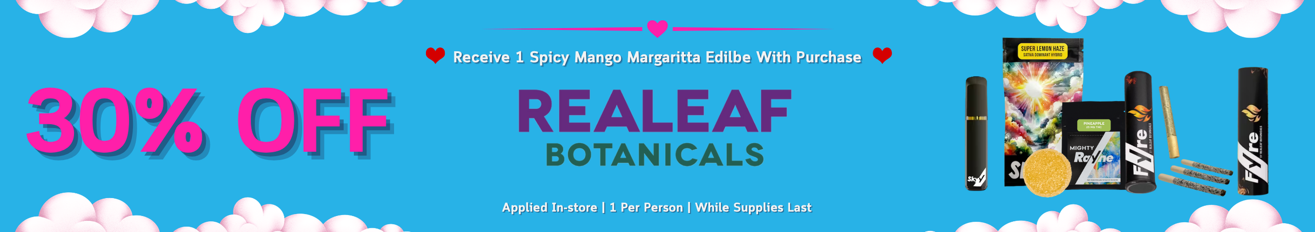 Cannabis Promo, Cannabis Sales, Cannabis Discounts, Cannabis on Sale, 30% Off Realeaf Botanicals