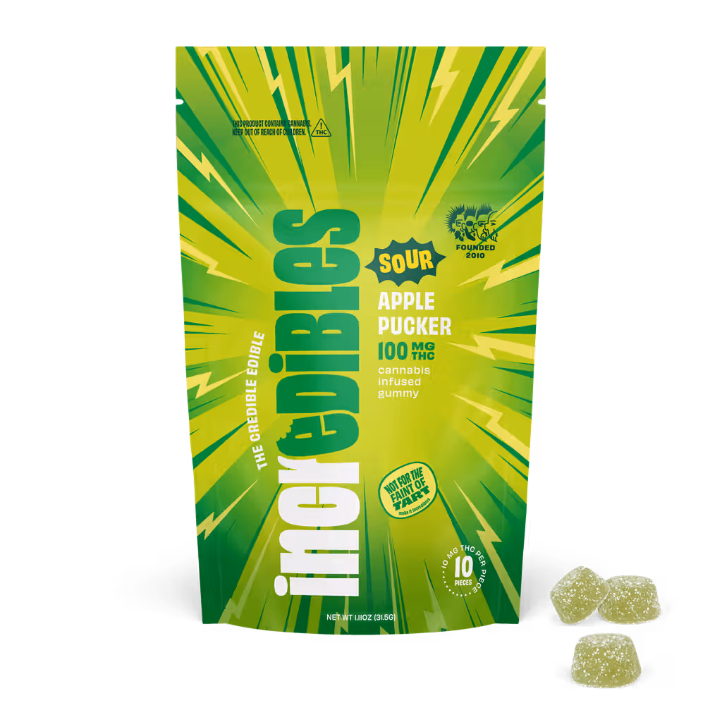 Super Sour Apple Puckers 100mg Incredibles