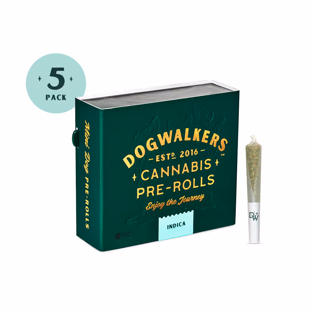 Cannabis Promo, Cannabis Sales, Cannabis Discounts, Cannabis on Sale, 2 for $35 Dogwalkers 5pk Prerolls 3