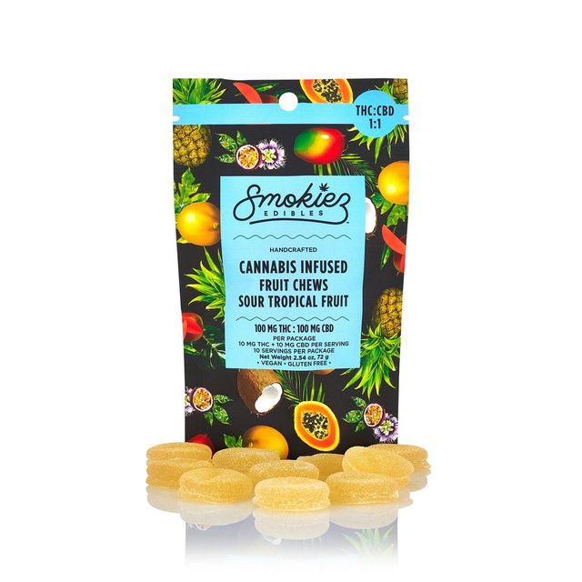 Sour Tropical Fruit (1:1 THC:CBD) 100mg Smokiez Edibles