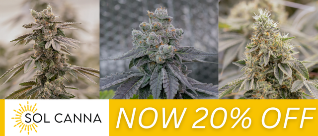 Cannabis Promo, Cannabis Sales, Cannabis Discounts, Cannabis on Sale, 20% Off Sol Canna