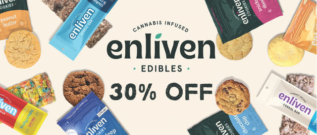 Cannabis Promo, Cannabis Sales, Cannabis Discounts, Cannabis on Sale, 30% Off Enliven Edibles