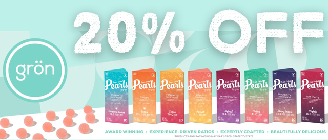 Cannabis Promo, Cannabis Sales, Cannabis Discounts, Cannabis on Sale, 20% Off Grön Edibles