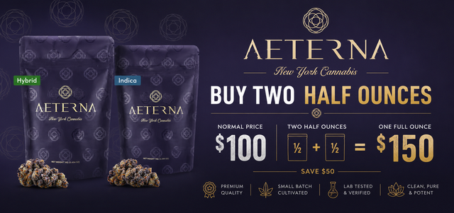 Cannabis Promo, Cannabis Sales, Cannabis Discounts, Cannabis on Sale, Aeterna 14g 2 for $150