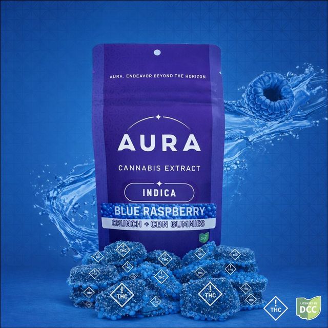 Blue Raspberry Crunch Gummies + CBN Aura