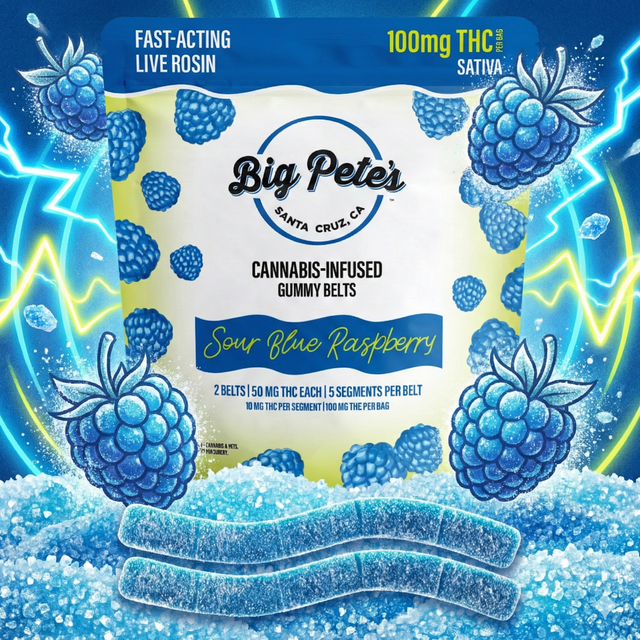 Sour Blue Raspberry Belts 10  Big Pete's