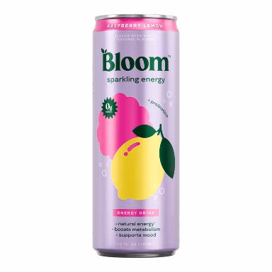Bloom Raspberry Lemon Energy Drink 12oz Blossom Flower