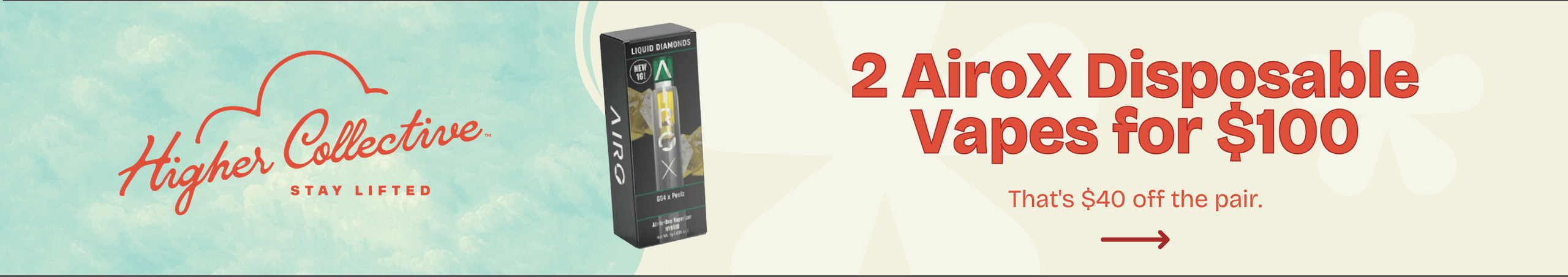 Cannabis Promo, Cannabis Sales, Cannabis Discounts, Cannabis on Sale, Two Airo X Disposables For $100