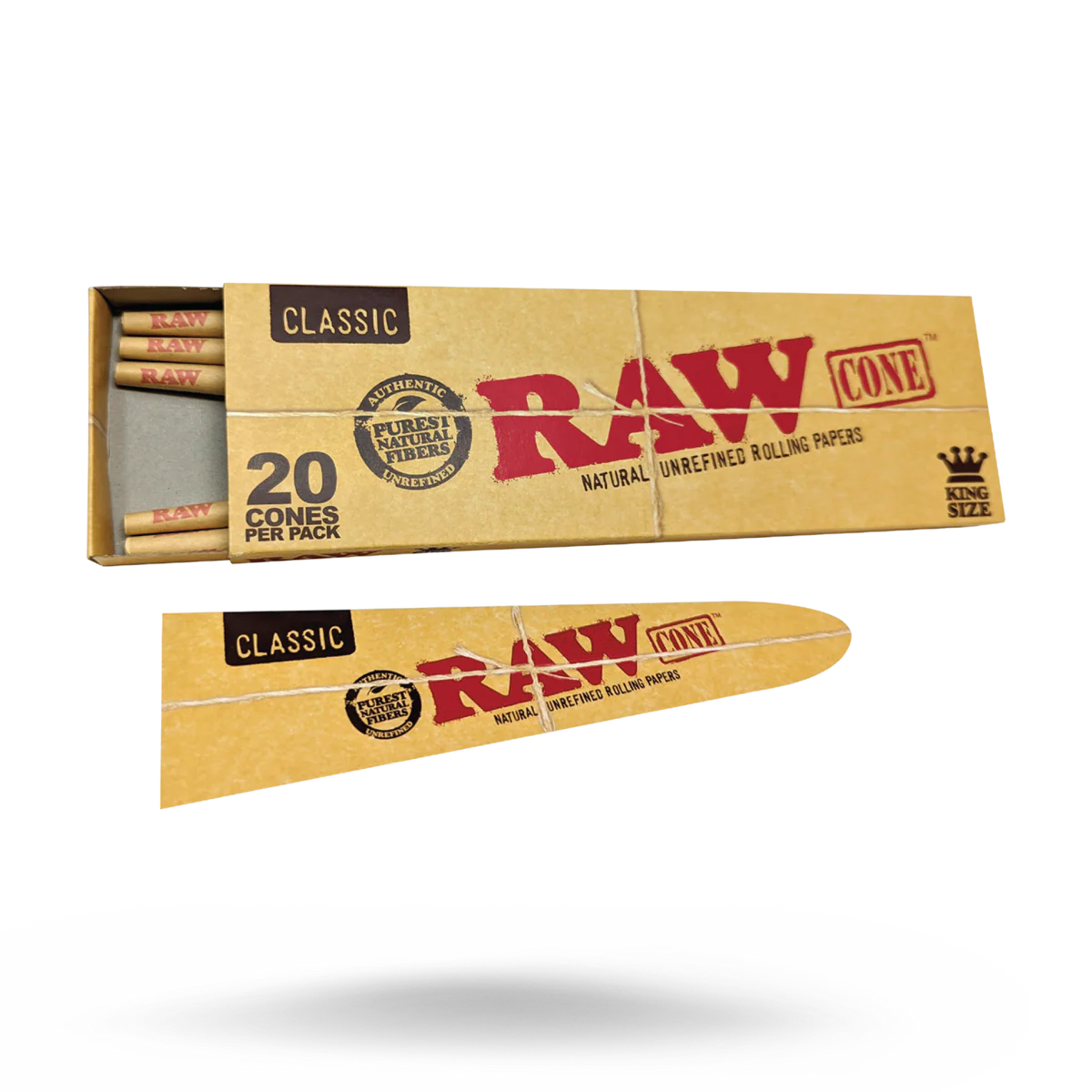 Cones King Size - One Size - 20 Pack Raw
