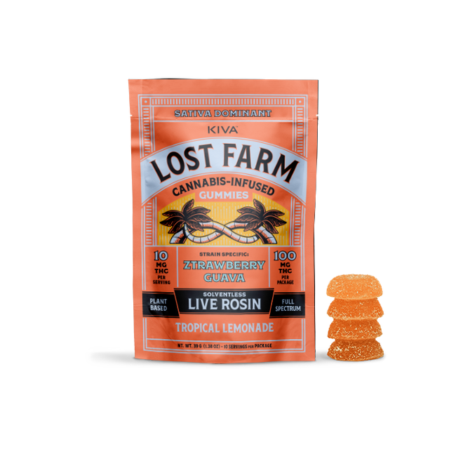 Tropical Lemonade x Ztrawberry Guava 100mg Live Rosin Gummies Lost Farm