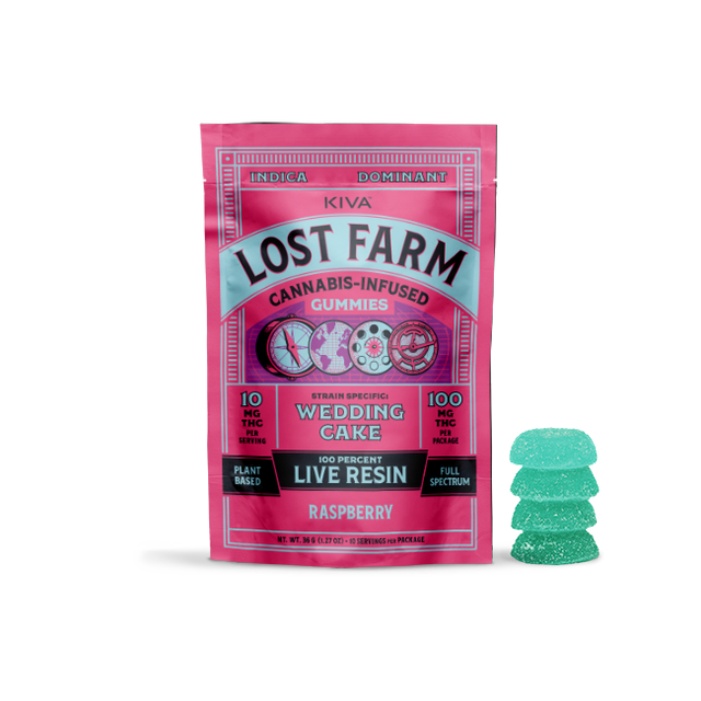 Raspberry x Wedding Cake 100mg Live Resin Gummies Lost Farm