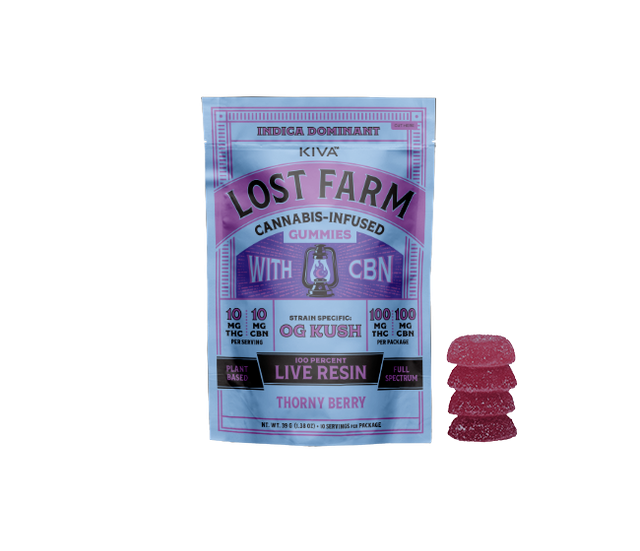 Thorny Berry x OG Kush 1:1 THC:CBN 100mg Live Resin Gummies Lost Farm