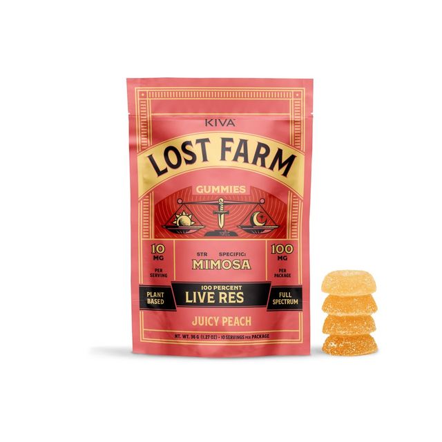 Juicy Peach x Mimosa 100mg Live Resin Gummies Lost Farm