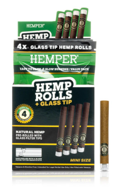 Hemp Mini Rolls with Glass Tips (4pk) (Organic) Hemper