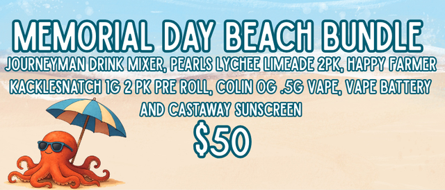 Cannabis Promo, Cannabis Sales, Cannabis Discounts, Cannabis on Sale, $50 Beach Bundle