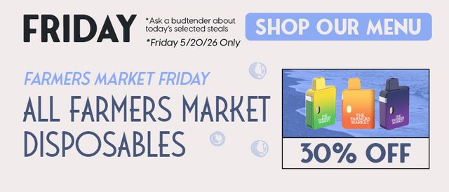 Cannabis Promo, Cannabis Sales, Cannabis Discounts, Cannabis on Sale, Farmers Market Friday