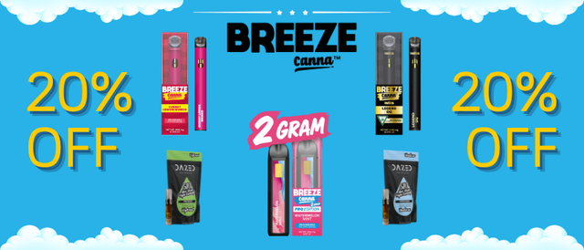 Cannabis Promo, Cannabis Sales, Cannabis Discounts, Cannabis on Sale, 20% Off Breeze Canna