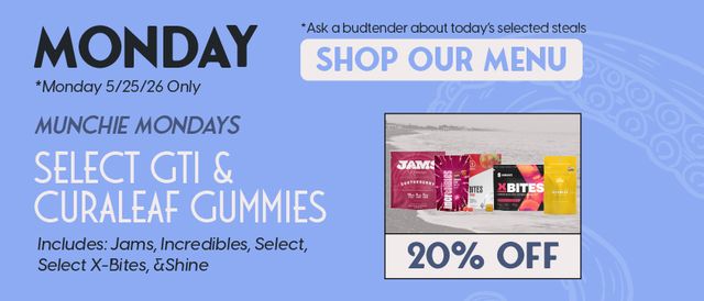 Cannabis Promo, Cannabis Sales, Cannabis Discounts, Cannabis on Sale, 20% off Curaleaf and GTI Edibles