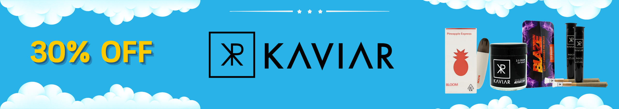 Cannabis Promo, Cannabis Sales, Cannabis Discounts, Cannabis on Sale, 30% Off Kaviar, Blaze and Bloom