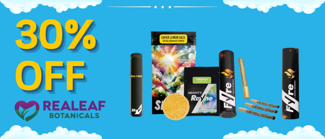 Cannabis Promo, Cannabis Sales, Cannabis Discounts, Cannabis on Sale, 30% Off Realeaf Botanicals