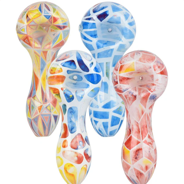 Geometric Colorful Print Glass Hand