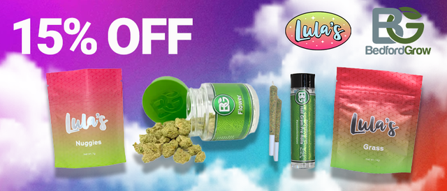 Cannabis Promo, Cannabis Sales, Cannabis Discounts, Cannabis on Sale, Bedford Weekly 15%
