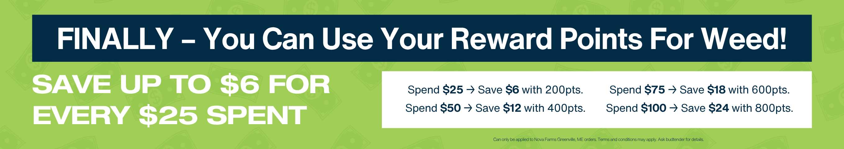 Cannabis Promo, Cannabis Sales, Cannabis Discounts, Cannabis on Sale, Spend & Save with our Loyalty Points Program!