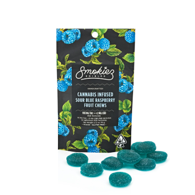 Sour Blue Raspberry Chews Smokiez