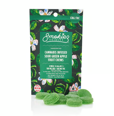 Sour Green Apple Chews (THC:CBG) Smokiez