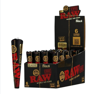 Black Classic Cones, 1 1/4, 6pk Raw
