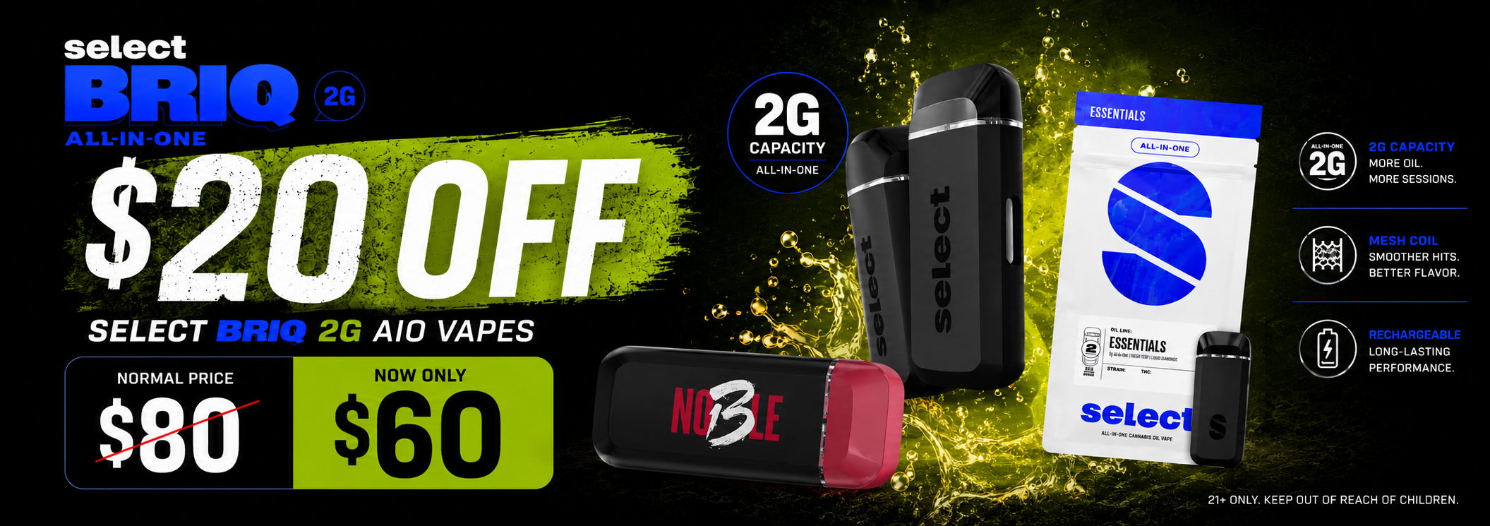 Cannabis Promo, Cannabis Sales, Cannabis Discounts, Cannabis on Sale, Select BRIQ $20 Off